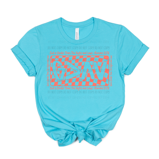 God Is Greater Than The Highs & Lows Coral Print | Graphic Apparel Tee
