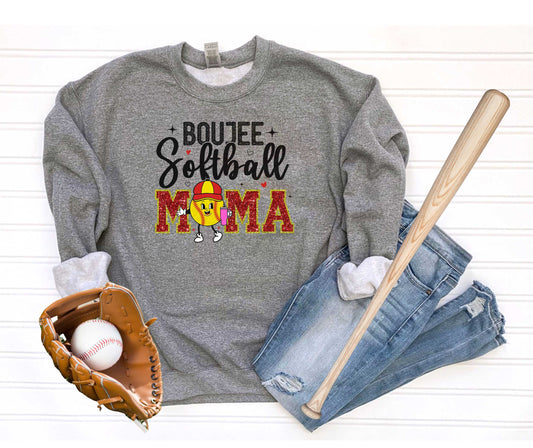 Boujee Softball Mama_Faux Glitter_Shirt