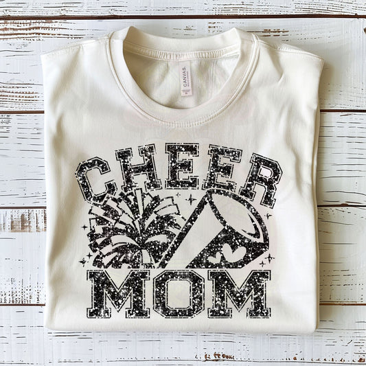 Cheer Mom Black Glitter Shirt