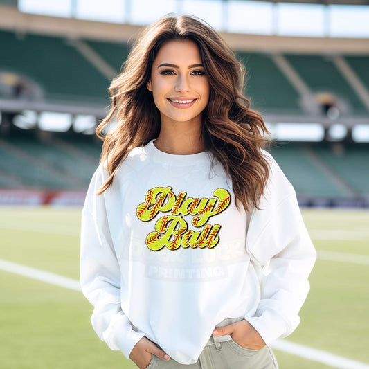 Play Ball Softball Faux Chenille Patch_Shirt