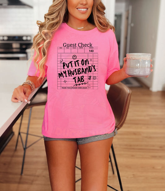 Put it on my Husbands Tab Shirt