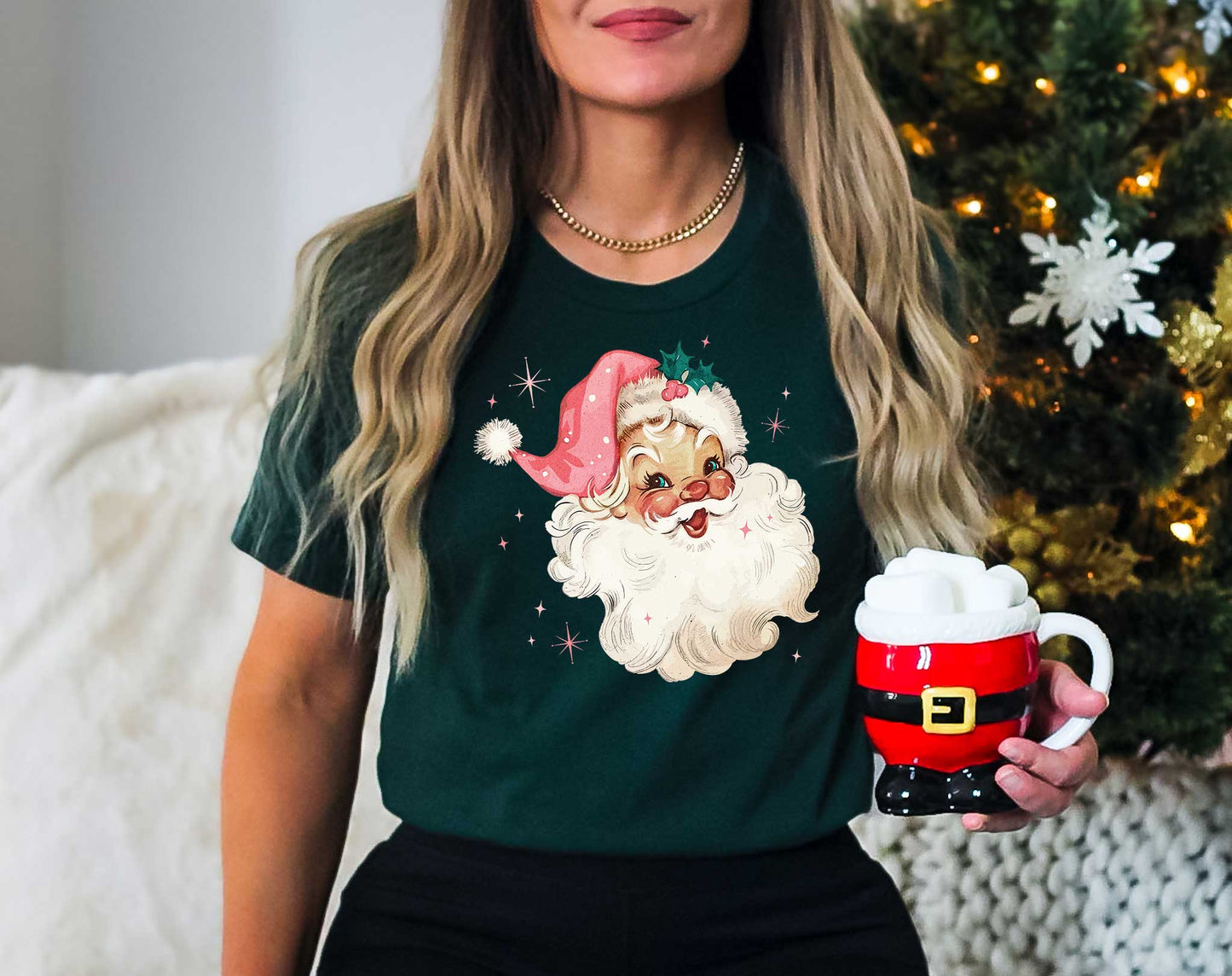 Retro Pink Santa Youth Shirt