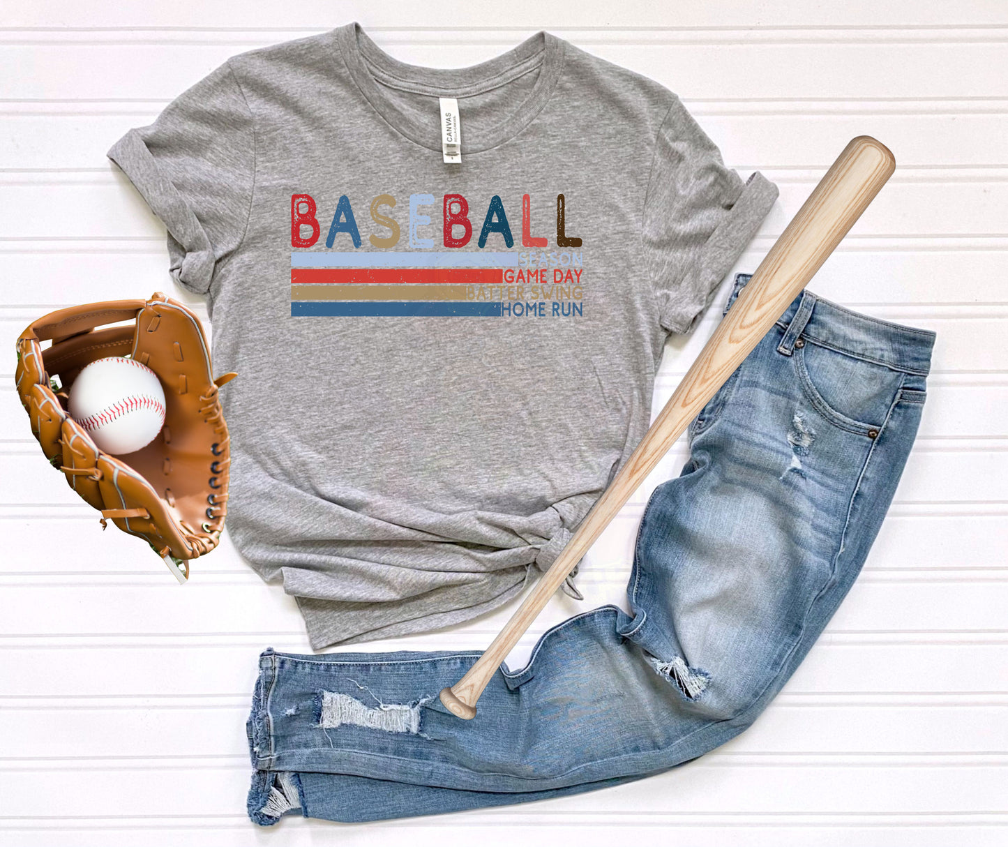 Baseball Season Artwork Distressed Shirt
