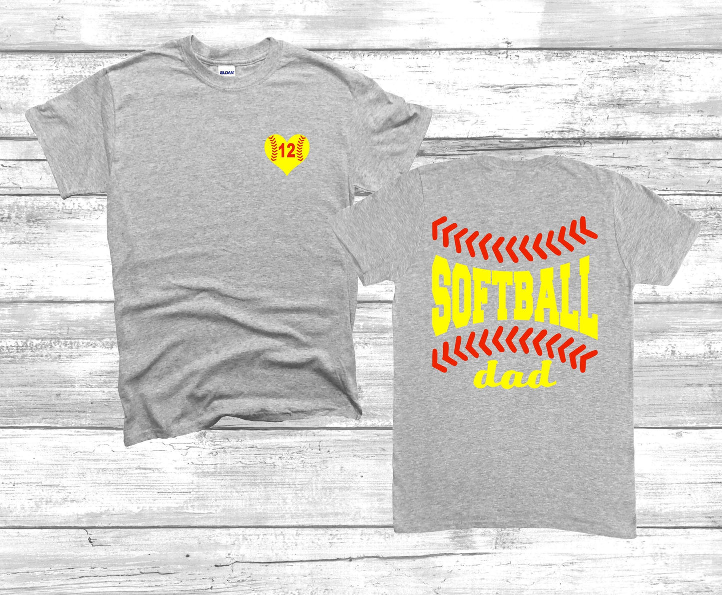 Softball Dad Red Stitches Tee