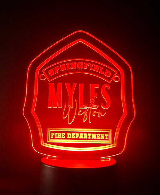 Firefighter Shield 3d LED Night Light, Desk Lamp
