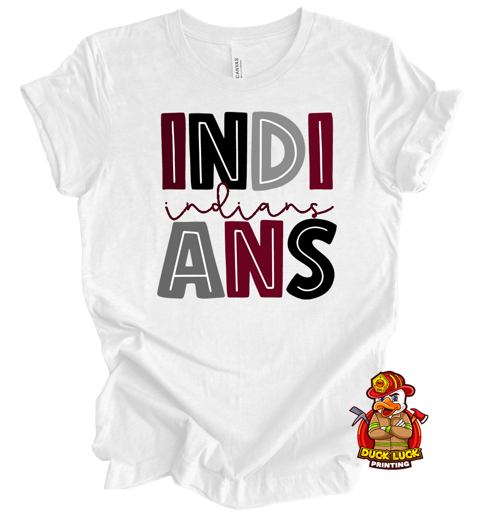 Indians Block Letters (Maroon & White)