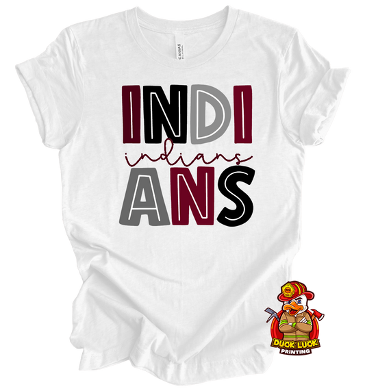 Indians Block Letters (Maroon & White)