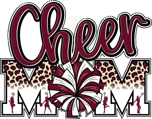 Cheer Mom Maroon Leopard TSHIRT