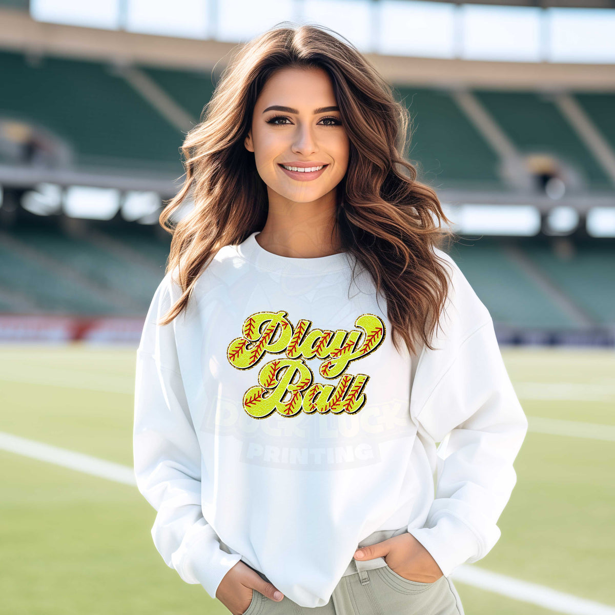 Play Ball Softball Faux Chenille Patch_Shirt