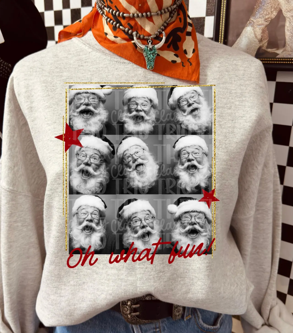 Oh What Fun Santa Shirt – Retro Christmas Tee, Long Sleeve, Sweatshirt & Hoodie