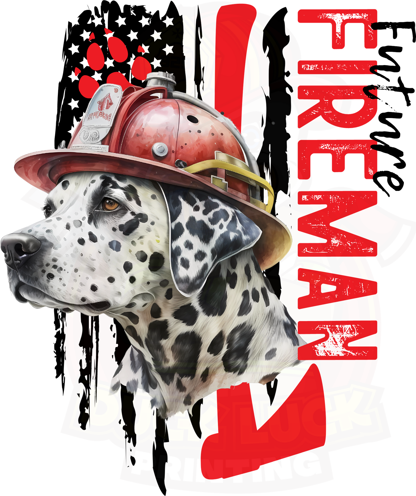 Future Fireman - Front and Back Shirt, Dalmatian fire Dog