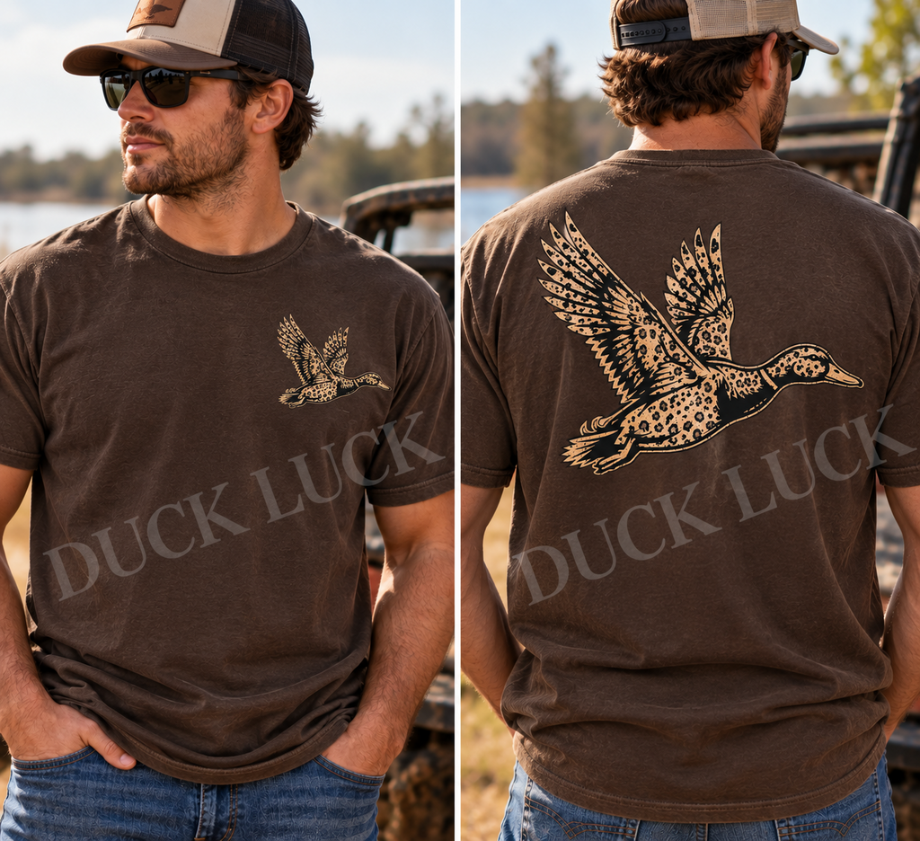 Leopard Flying Duck Graphic Tee mockup