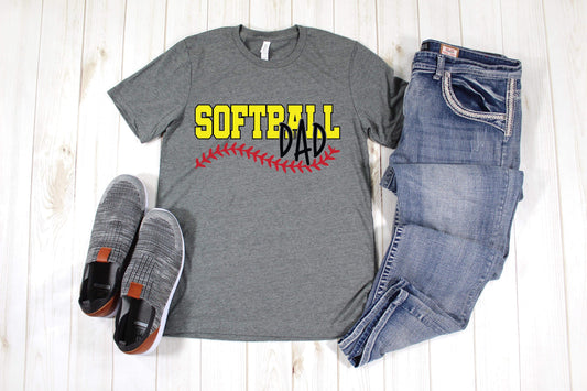 Softball Dad Yellow/Red Tee