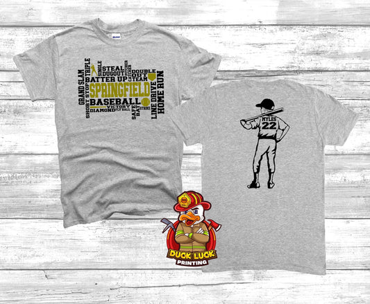 Springfield Baseball (Yellow/Black) Player Tee