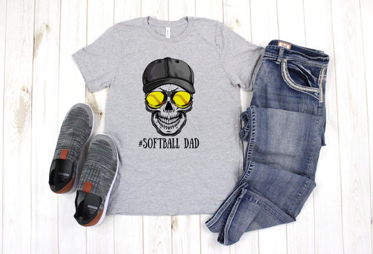 Softball Dad Skull Tee