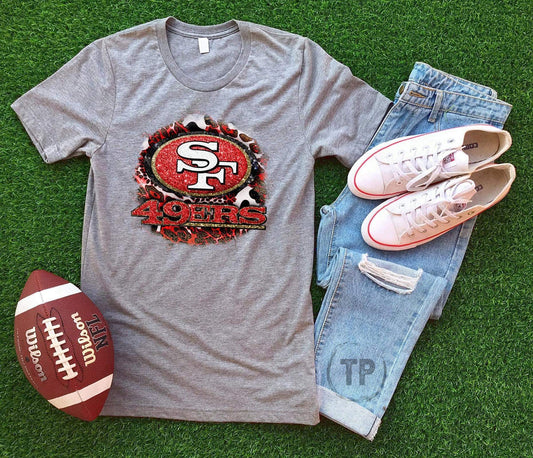 SF 49ers Glitter Leopard Tee